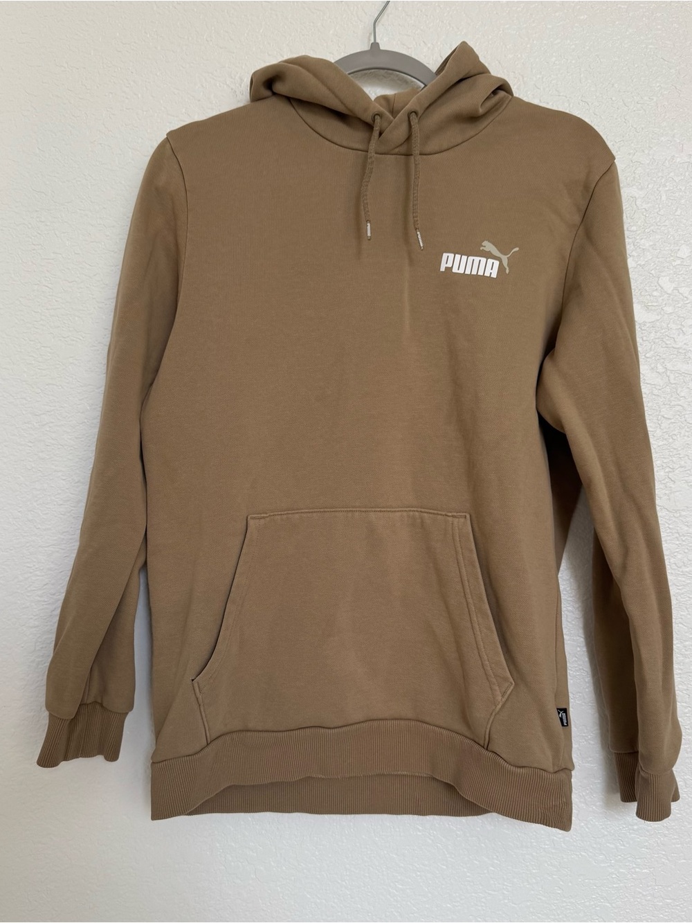 Puma Men's Tan Pullover Hoodie with White Logo